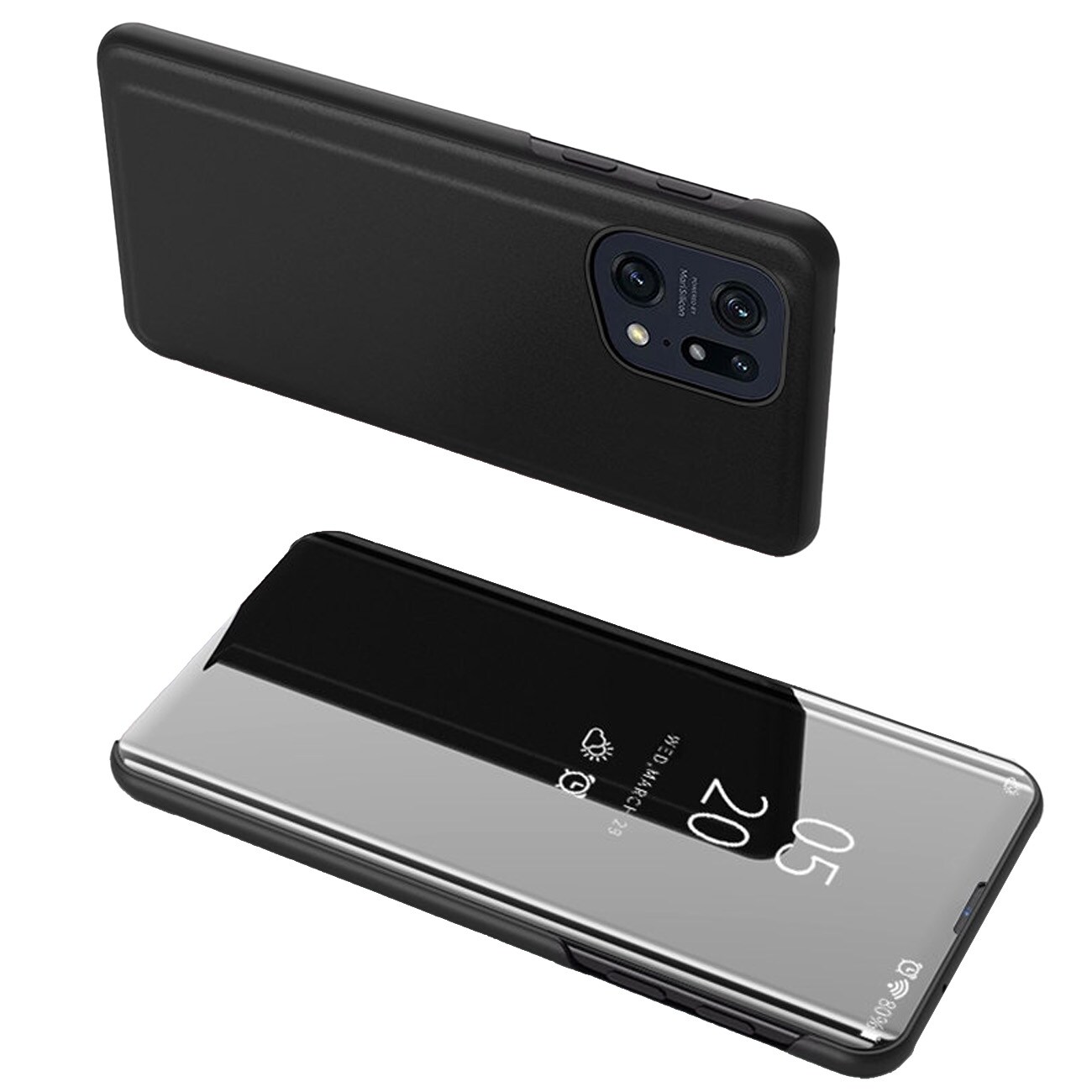 Clear View Case cover til Oppo Find X5 Pro cover med flap sort