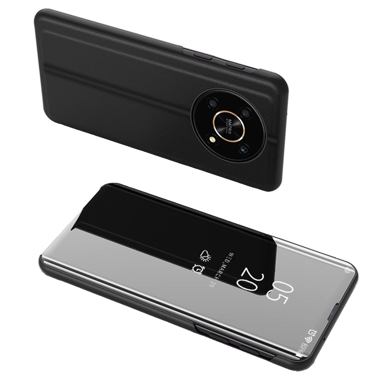 Clear View Case-etui til Honor X9 / X9 5G / X30 / Magic4 Lite flip cover sort