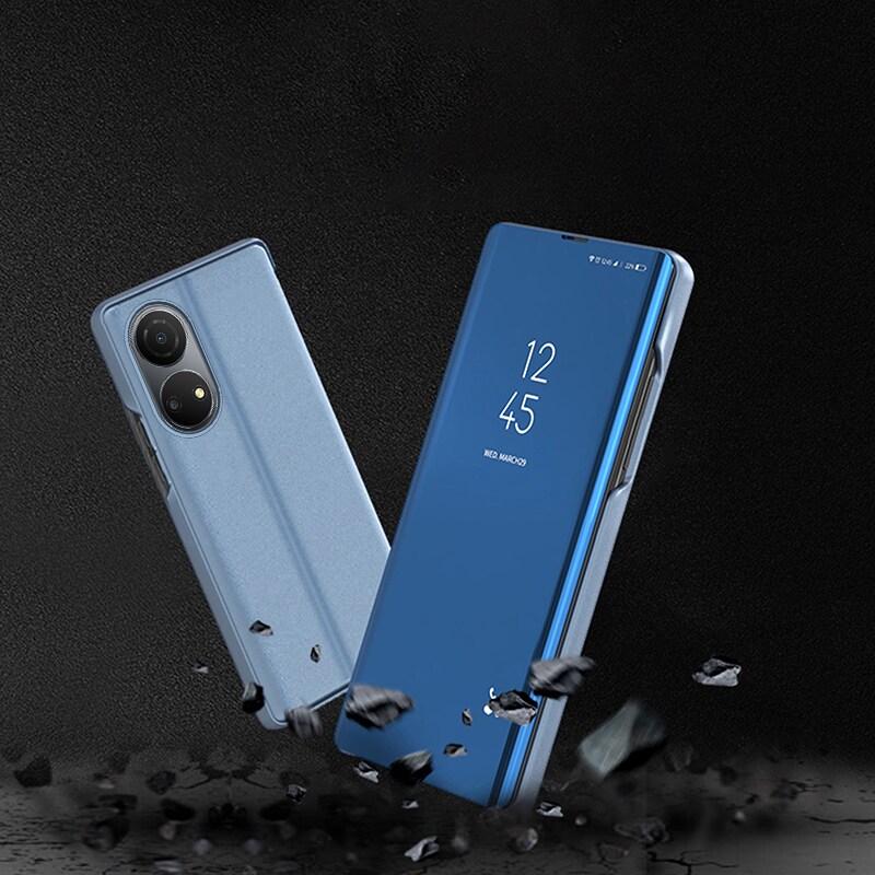 Clear View Case-etui til Honor X7 / Honor Play 30 Plus flip cover sort