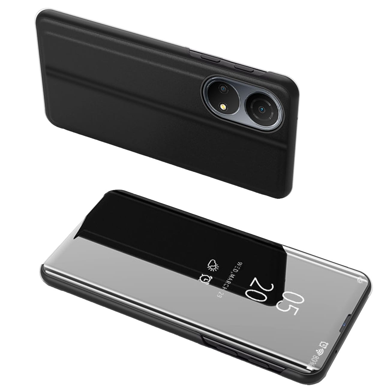 Clear View Case-etui til Honor X7 / Honor Play 30 Plus flip cover sort