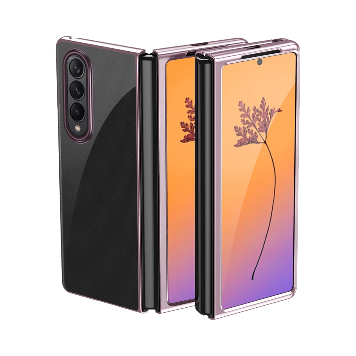 Plating Case til Samsung Galaxy Z Fold 4 cover med en metallisk ramme pink