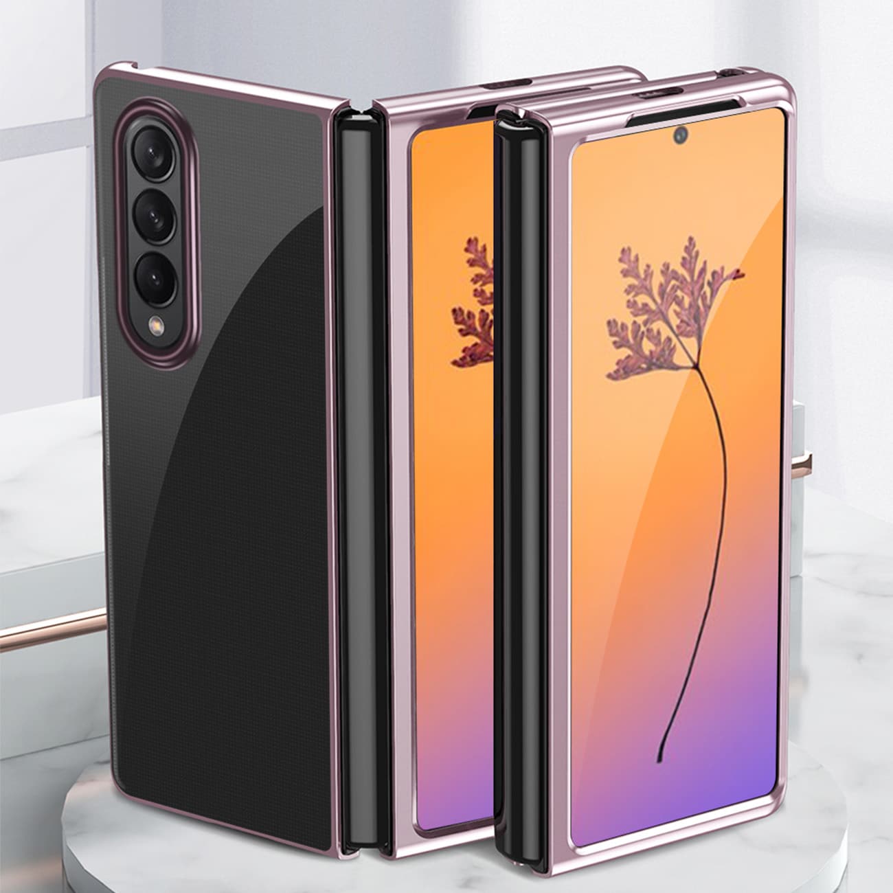 Plating Case-etui til Samsung Galaxy Z Fold 4 cover med en metallisk ramme blå
