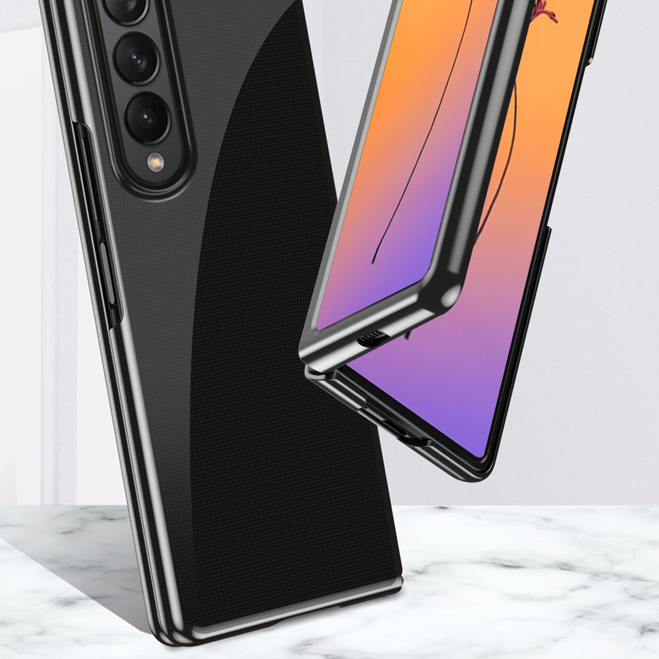 Plating Case-etui til Samsung Galaxy Z Fold 4 cover med en metallisk ramme blå
