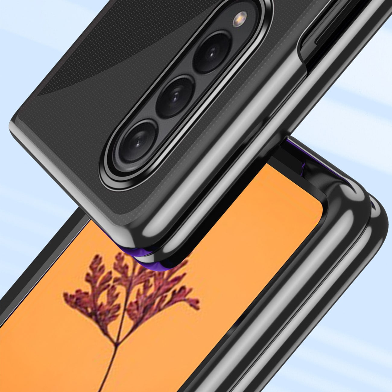 Plating Case-etui til Samsung Galaxy Z Fold 4 cover med en metallisk ramme blå