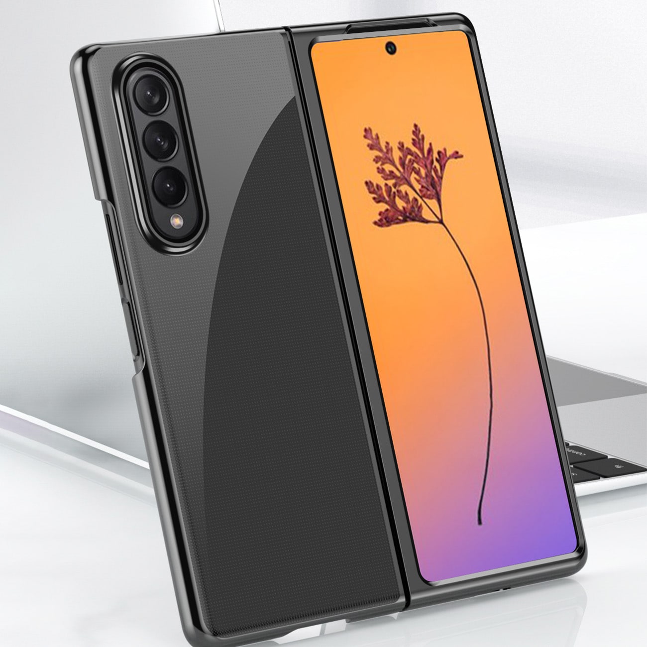 Plating Case-etui til Samsung Galaxy Z Fold 4 cover med en metallisk ramme blå