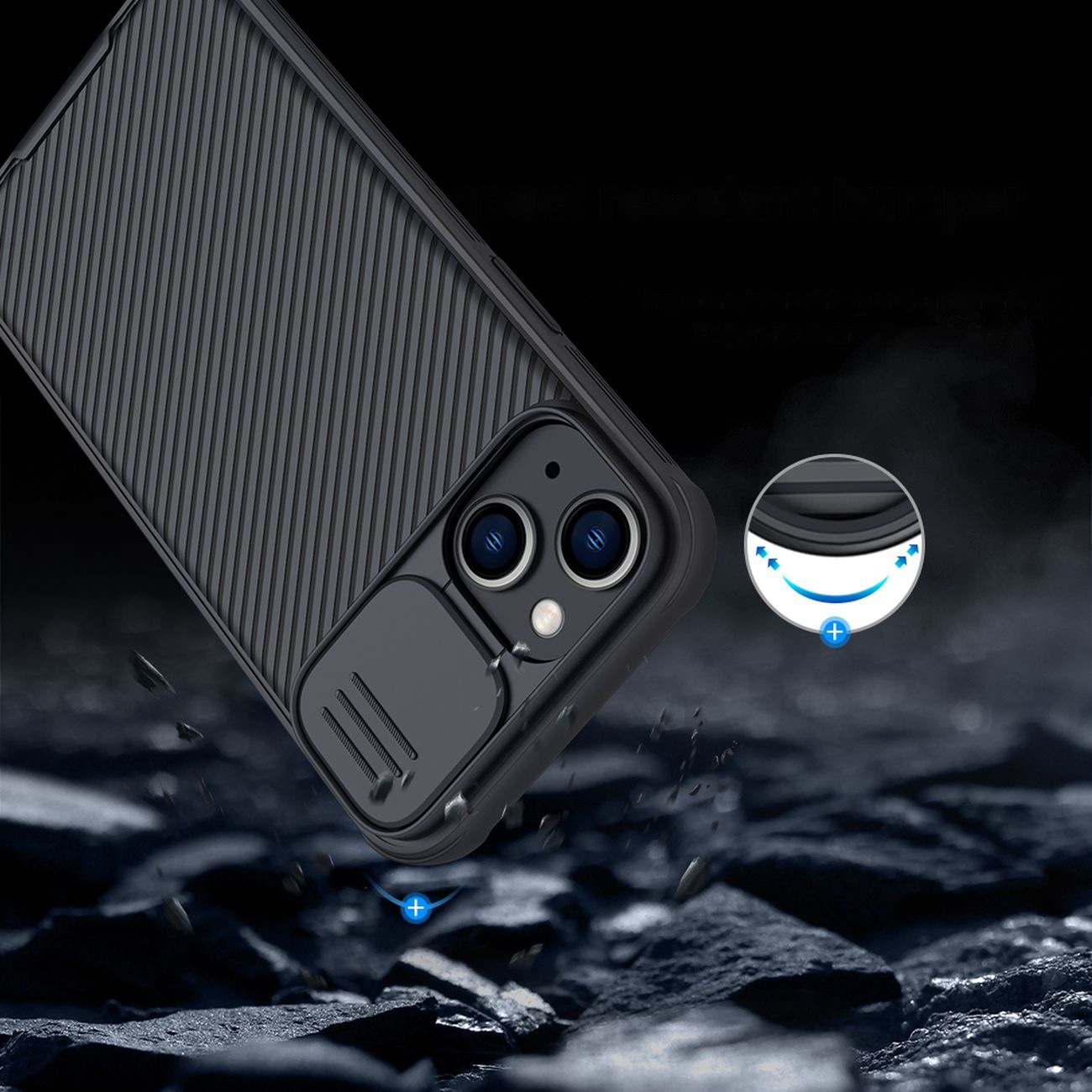 Nillkin CamShield Pro Magnetic Case iPhone 14 Plus Cover Camera Protector Blue (med MagSafe)