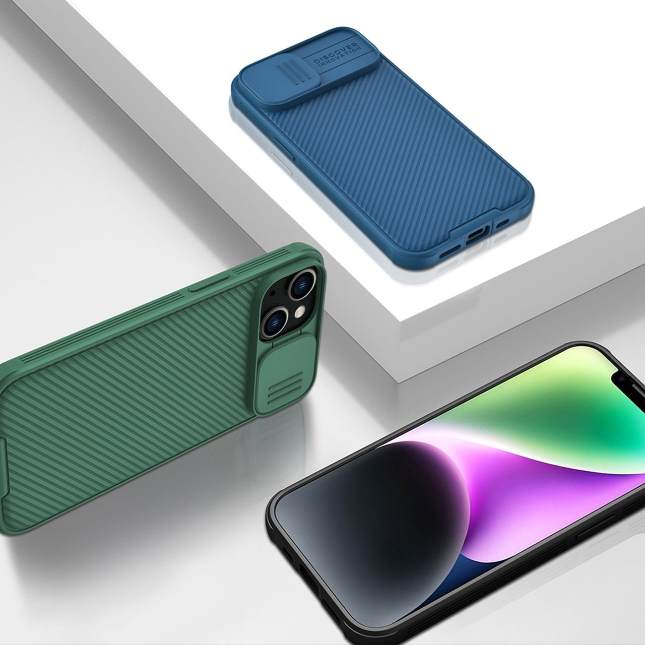 Nillkin CamShield Pro Etui iPhone 14 Plus Pansret cover Kamerabeskyttelse Blå