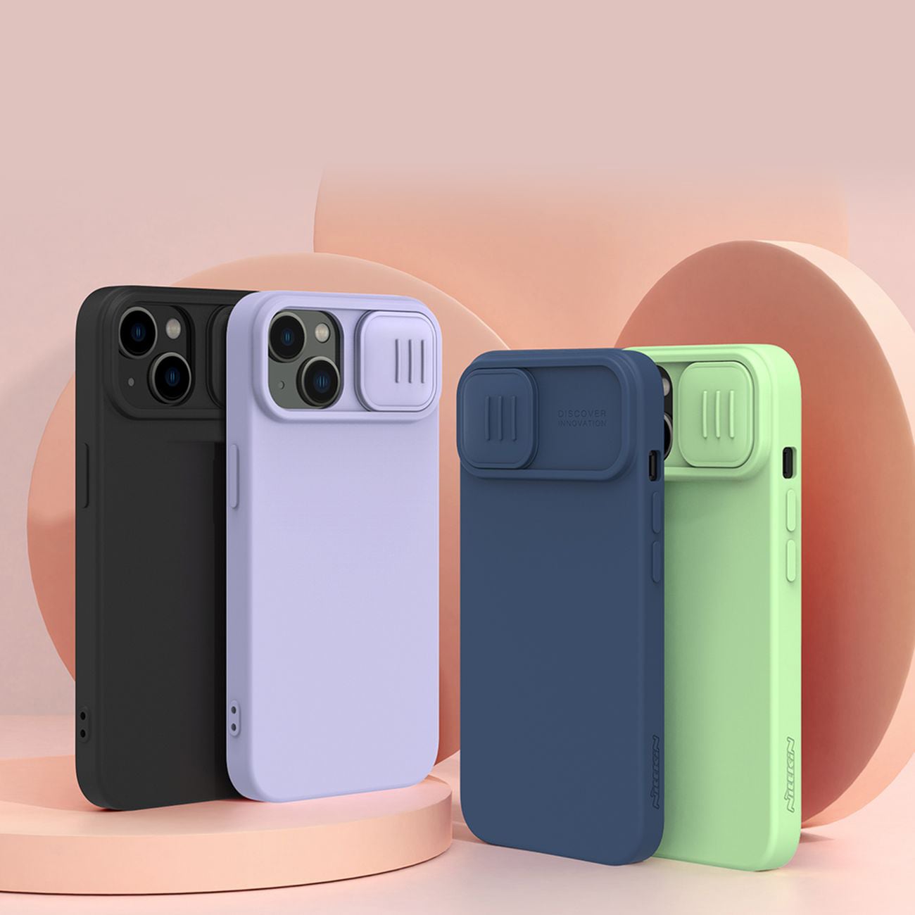 Nillkin CamShield magnetisk silikoneetui til iPhone 14 Plus med MagSafe og kamerabeskyttelse, Blå