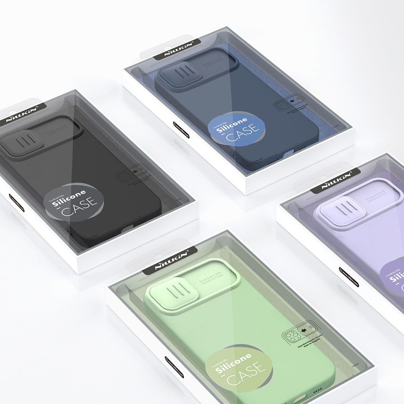 Nillkin CamShield Silky silikoneetui iPhone 14 Plus-etui med kamerabeskyttelse Sort