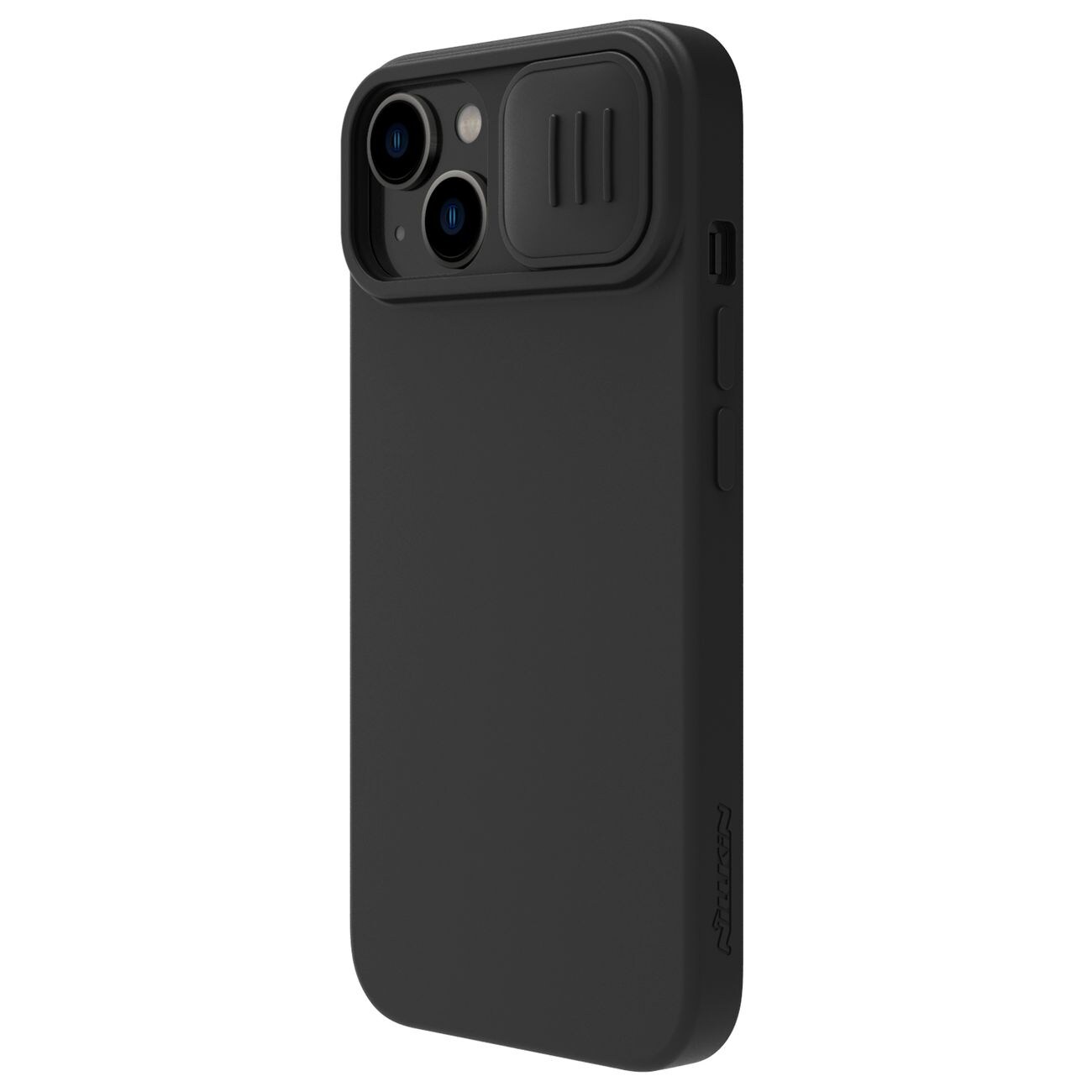 Nillkin CamShield Silky silikoneetui iPhone 14 Plus-etui med kamerabeskyttelse Sort