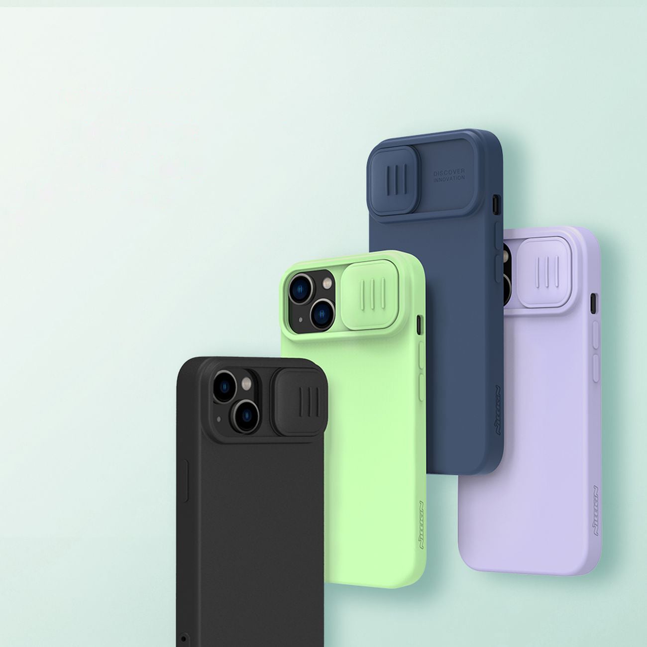 Nillkin CamShield Silky silikoneetui iPhone 14 Plus-etui med kamerabeskyttelse Sort