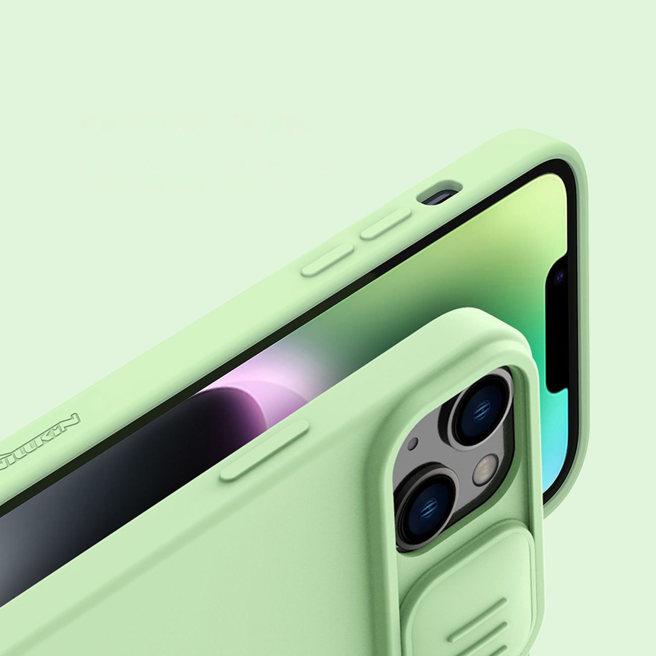 Nillkin CamShield Silky silikoneetui iPhone 14 Plus-etui med kamerabeskyttelse Blå