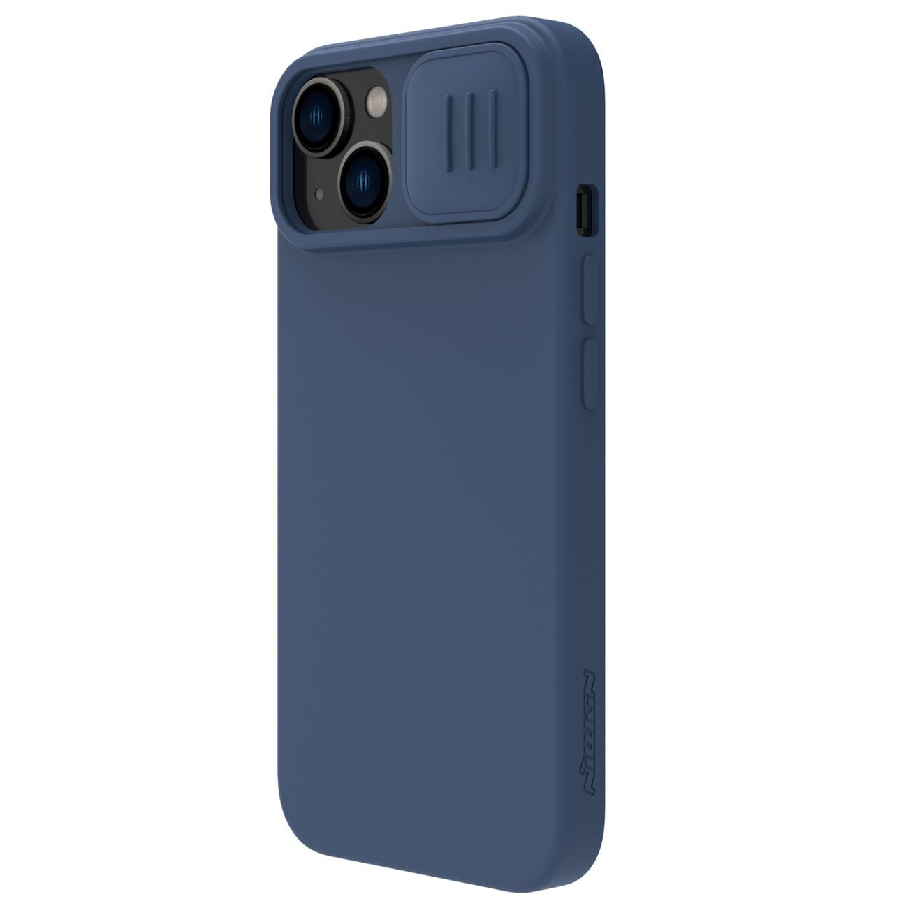 Nillkin CamShield Silky silikoneetui iPhone 14 Plus-etui med kamerabeskyttelse Blå