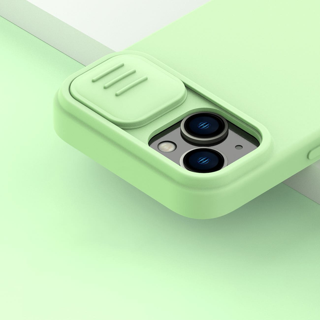Nillkin CamShield Silky silikoneetui iPhone 14 Plus-etui med kamerabeskyttelse Blå