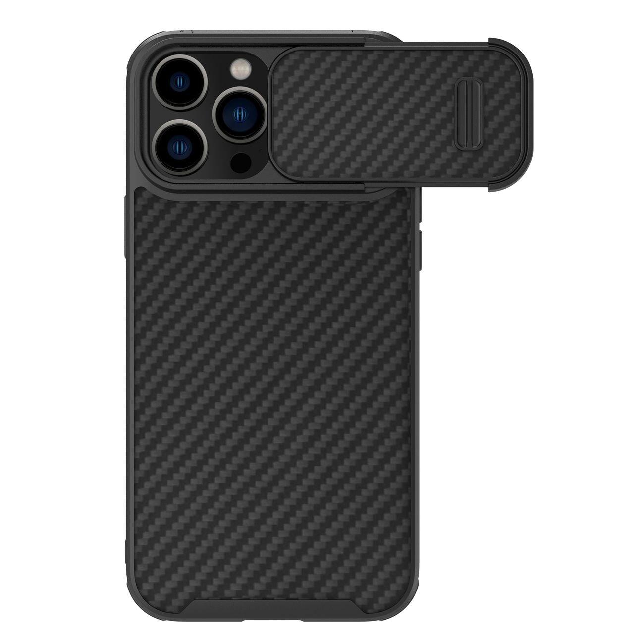 Nillkin Synthetic Fiber S Case iPhone 14 Pro Max-etui med kameradæksel, sort