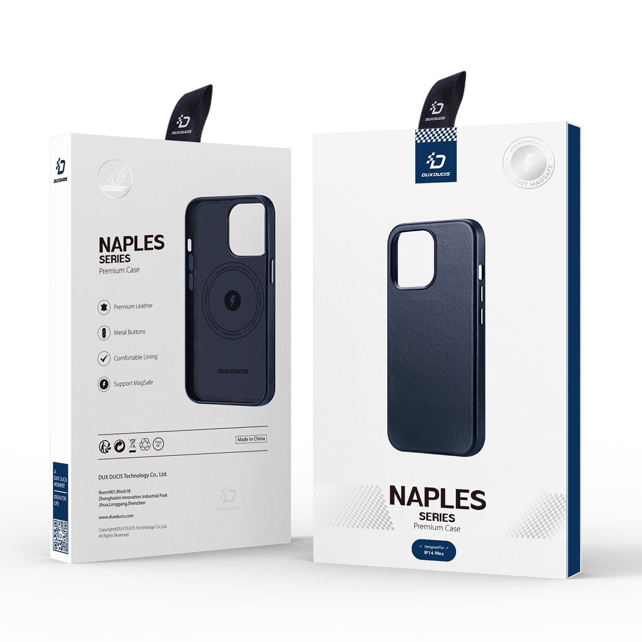 Dux Ducis Naples-etui til iPhone 14 Plus magnetisk læderetui MagSafe blå
