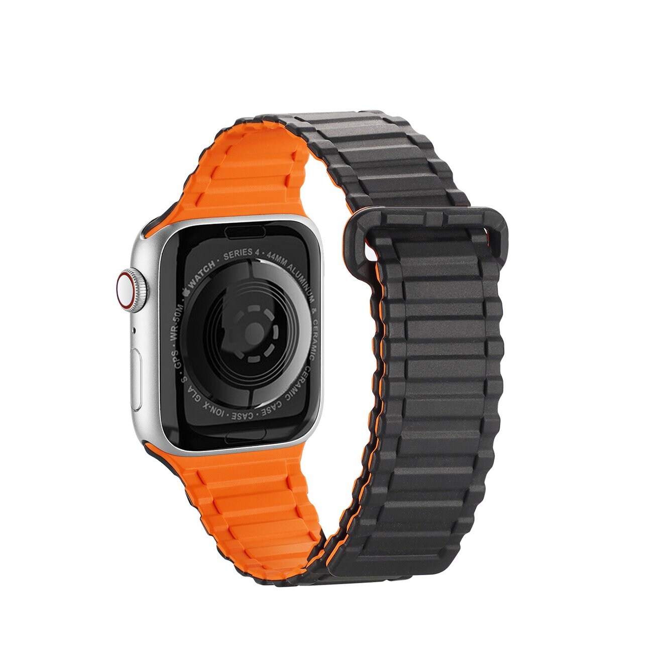 Dux Ducis Armor Apple Watch SE Strap, 9-1 (41/40/38 mm) Silicone Magnetic Band Black/Orange