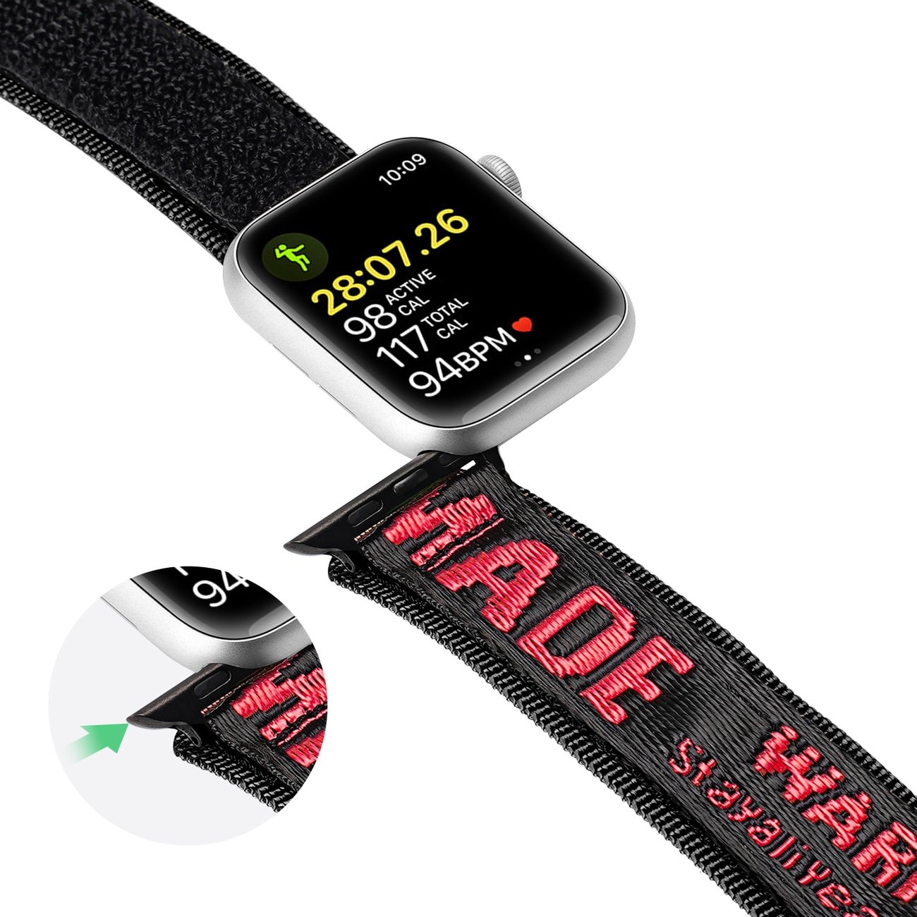 Dux Ducis Apple Watch Ultra-rem (udendørs) Nylonarmbånd Sort/Rød til SE, 1-9 (49-42 mm)