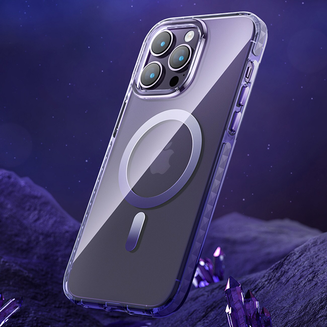 Kingxbar PQY Ice Crystal Series magnetisk etui til iPhone 14 Plus MagSafe sølv