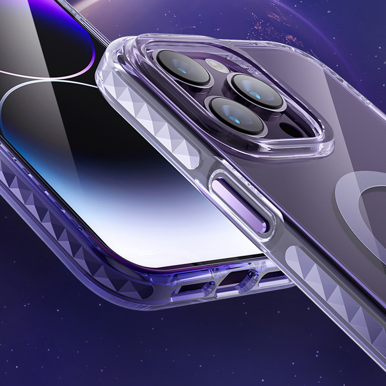 Kingxbar PQY Ice Crystal Series magnetisk etui til iPhone 14 Plus MagSafe sølv