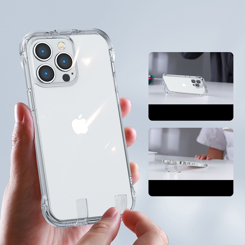 Joyroom Defender Series Case Cover til iPhone 14 Plus Armored Hook Cover Stand Clear (JR-14H3)