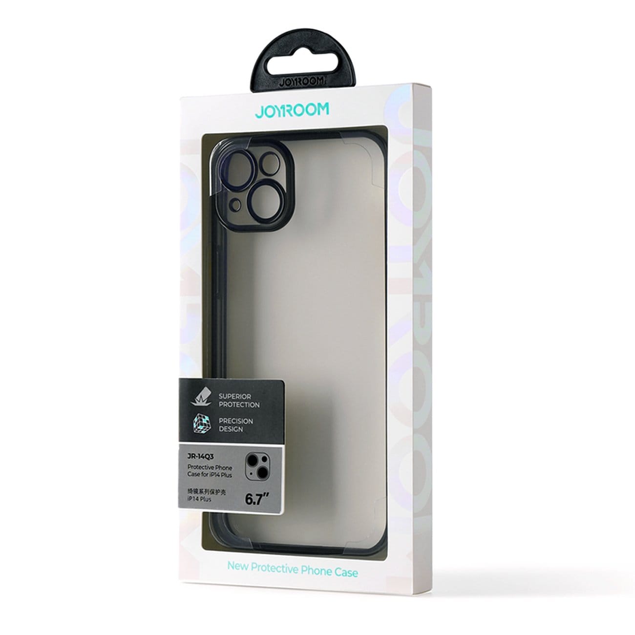 Joyroom 14Q-etui til iPhone 14 Plus-etui med metalramme sort (JR-14Q3-sort)