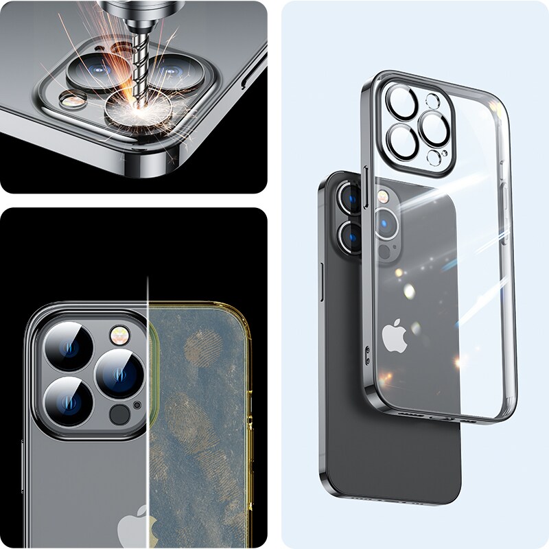 Joyroom 14Q-etui til iPhone 14 Plus-etui med metalramme sort (JR-14Q3-sort)
