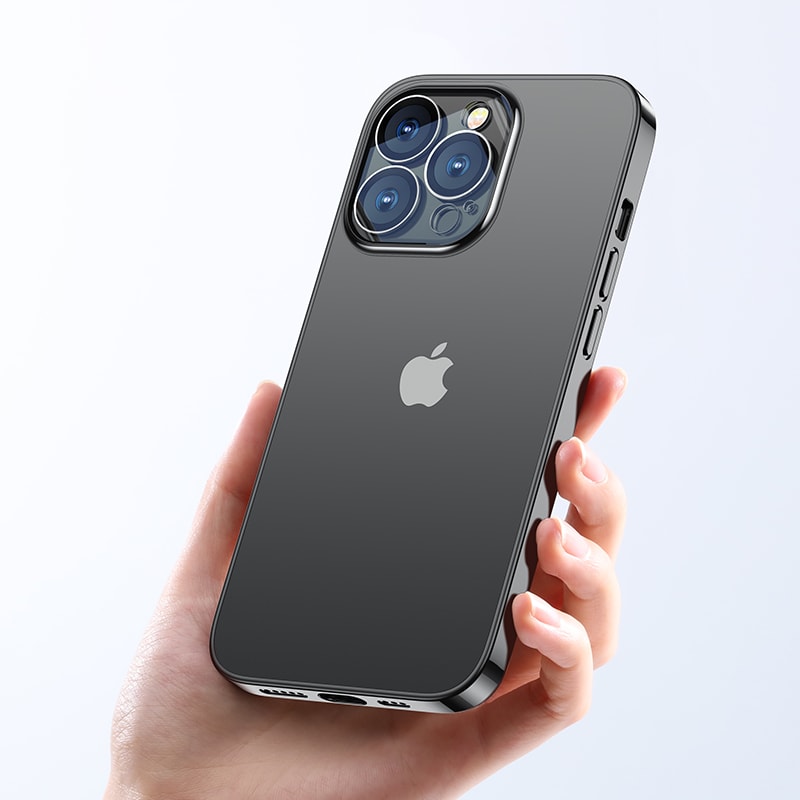 Joyroom 14Q-etui til iPhone 14 Plus-etui med metalramme sort (JR-14Q3-sort)