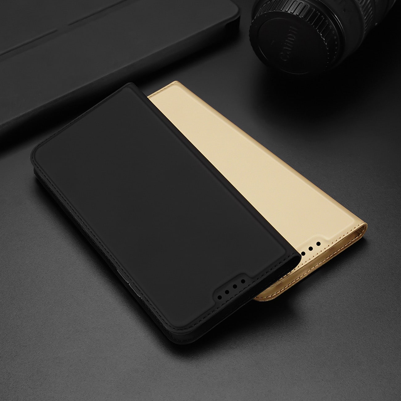Dux Ducis Skin Pro-etui til Oppo Reno 8 flip cover card wallet stander sort