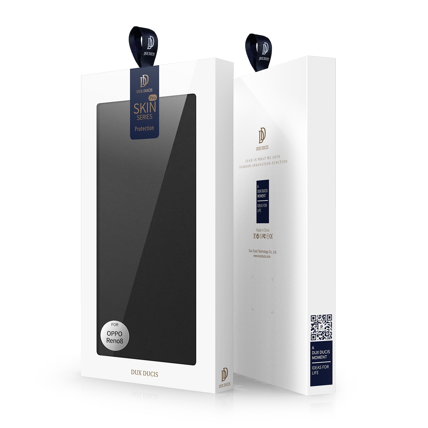 Dux Ducis Skin Pro-etui til Oppo Reno 8 flip cover card wallet stander sort