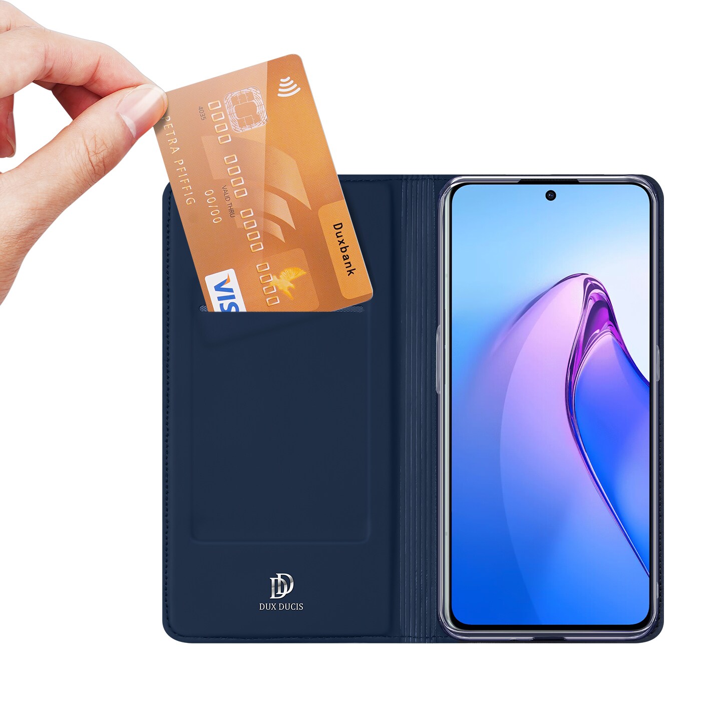 Dux Ducis Skin Pro-etui til Oppo Reno 8 Pro flip cover card wallet stand blå