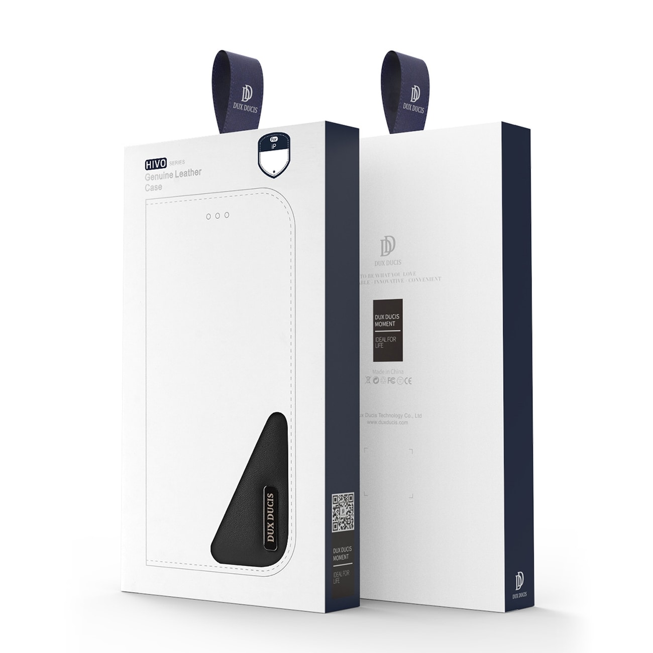 Dux Ducis Hivo Læder Flip Cover Ægte læderpung til kort og dokumenter iPhone 14 Plus Sort