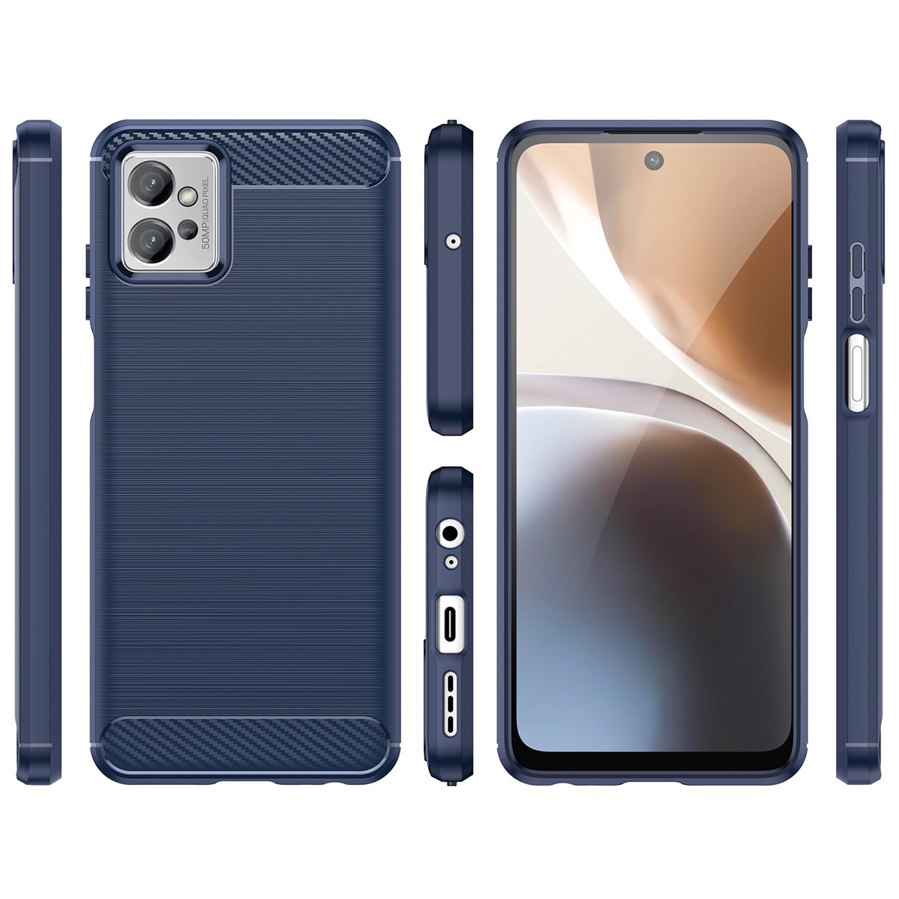 Carbon Case etui til Realme C35 fleksibelt silikone carbon cover sort