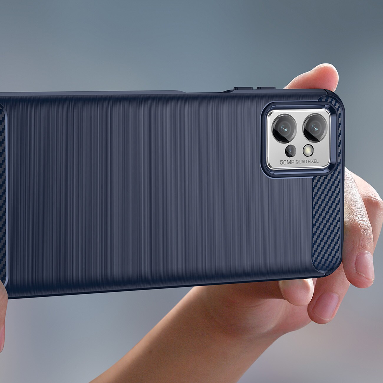 Carbon Case etui til Realme C35 fleksibelt silikone carbon cover sort