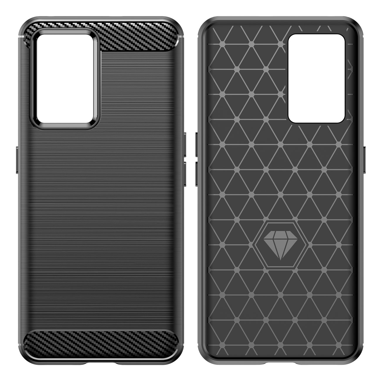 Carbon Case etui til Realme GT Neo 3 fleksibelt silikone carbon cover sort