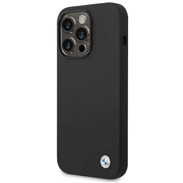 BMW Silikone-etui med metallogo til iPhone 14 Pro Max - Sort