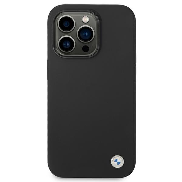 BMW Silikone-etui med metallogo til iPhone 14 Pro Max - Sort