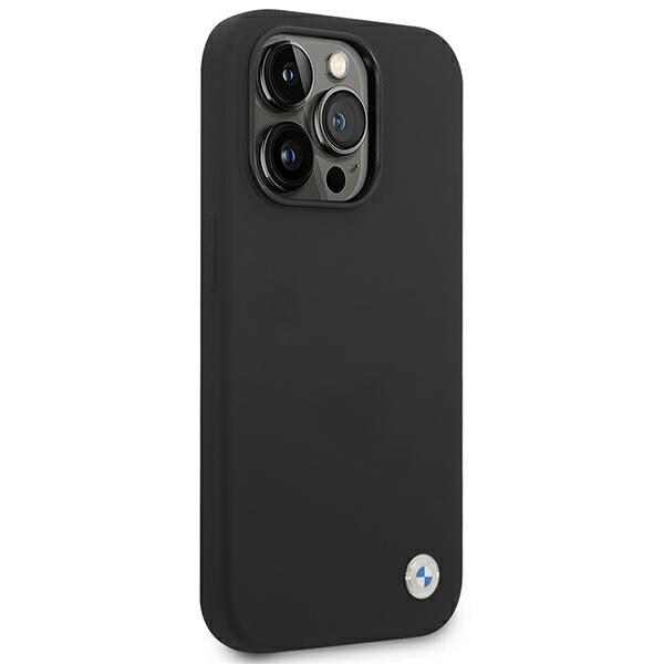 BMW Silikone-etui med metallogo til iPhone 14 Pro Max - Sort