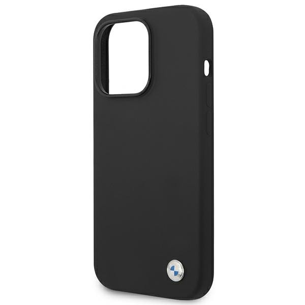 BMW Silikone-etui med metallogo til iPhone 14 Pro Max - Sort