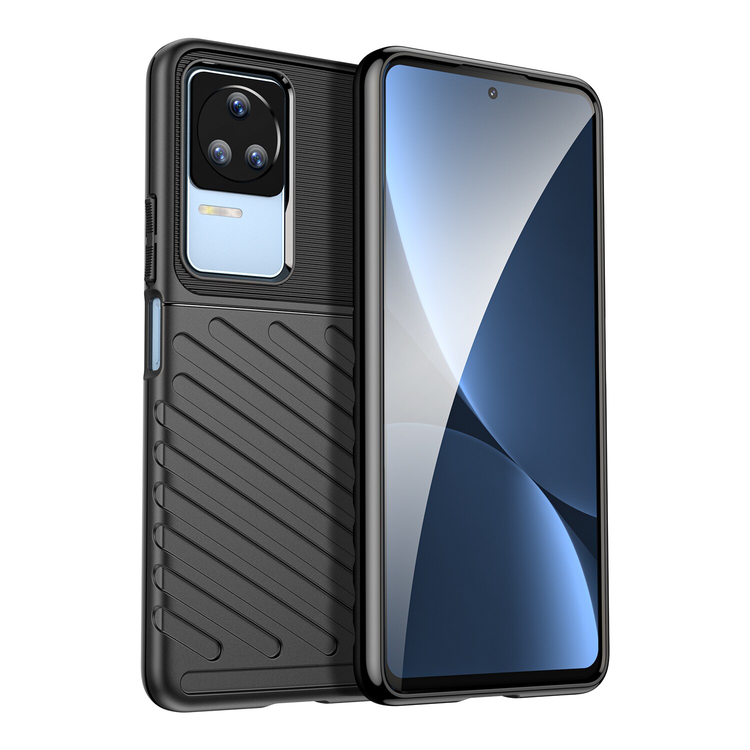 Thunder Case-etui til Xiaomi Poco F4 5G silikonepanseretui sort