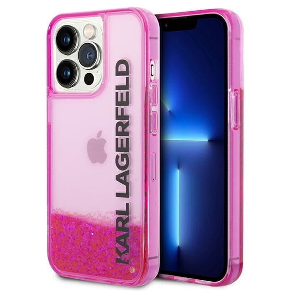 Karl Lagerfeld Liquid Glitter Elong Case til iPhone 14 Pro - Pink