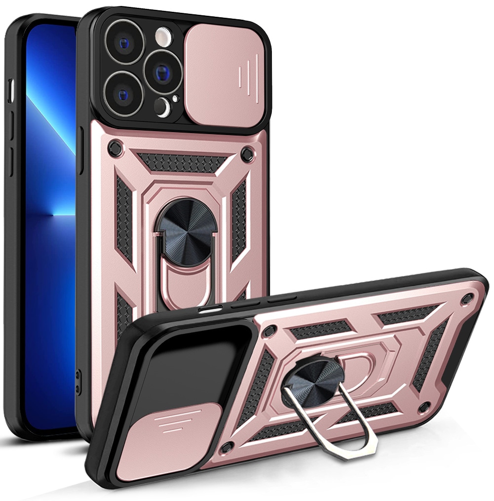 Hybrid Armor Camshield-etui til iPhone 13 Pro Max pansret etui med kameradæksel pink