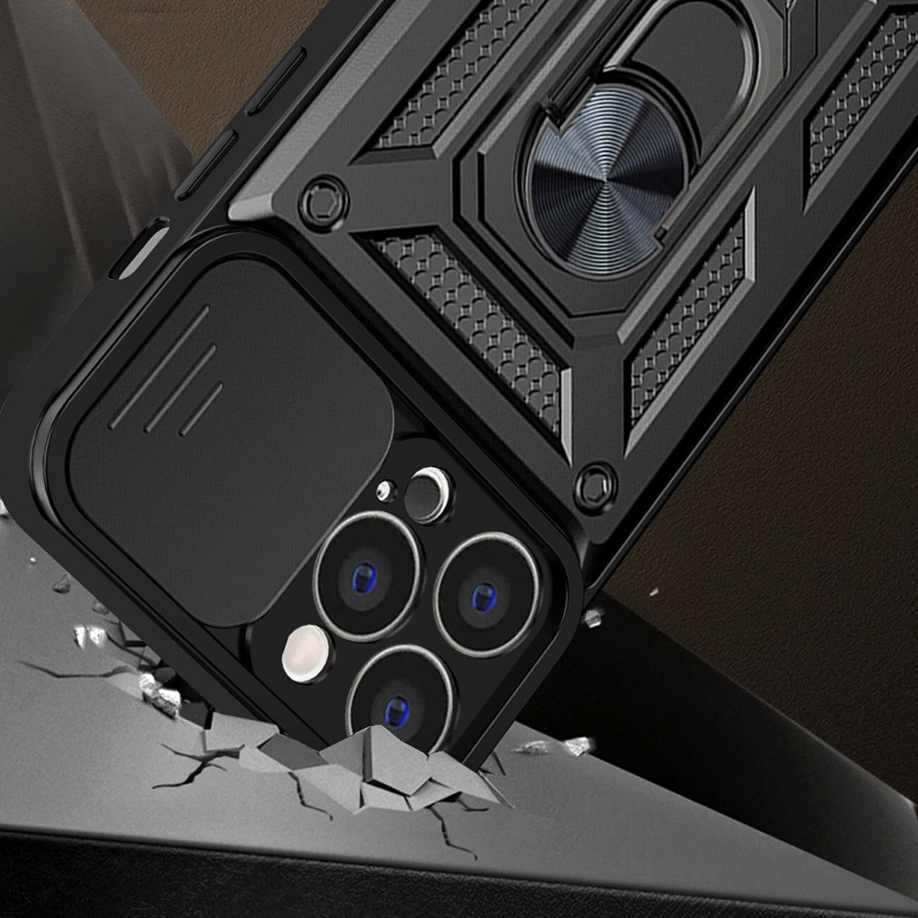 Hybrid Armor Camshield-etui til iPhone 13 Pro Max pansret etui med kameradæksel pink