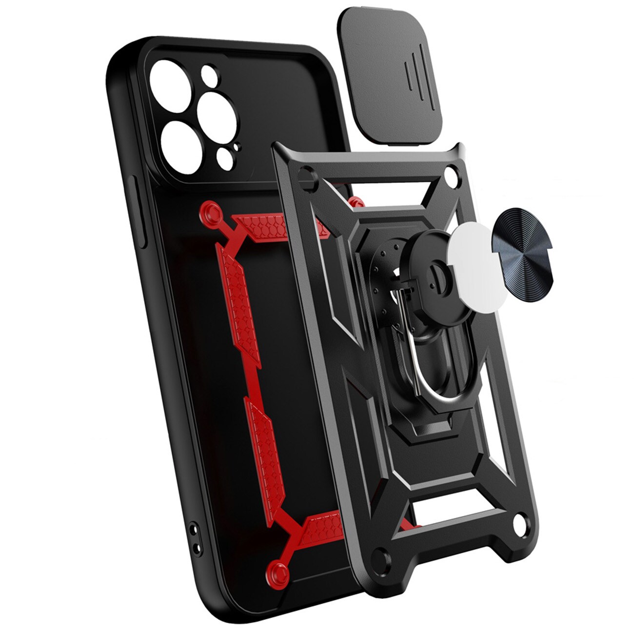 Hybrid Armor Camshield-etui til iPhone 13 Pro Max pansret etui med kameradæksel pink