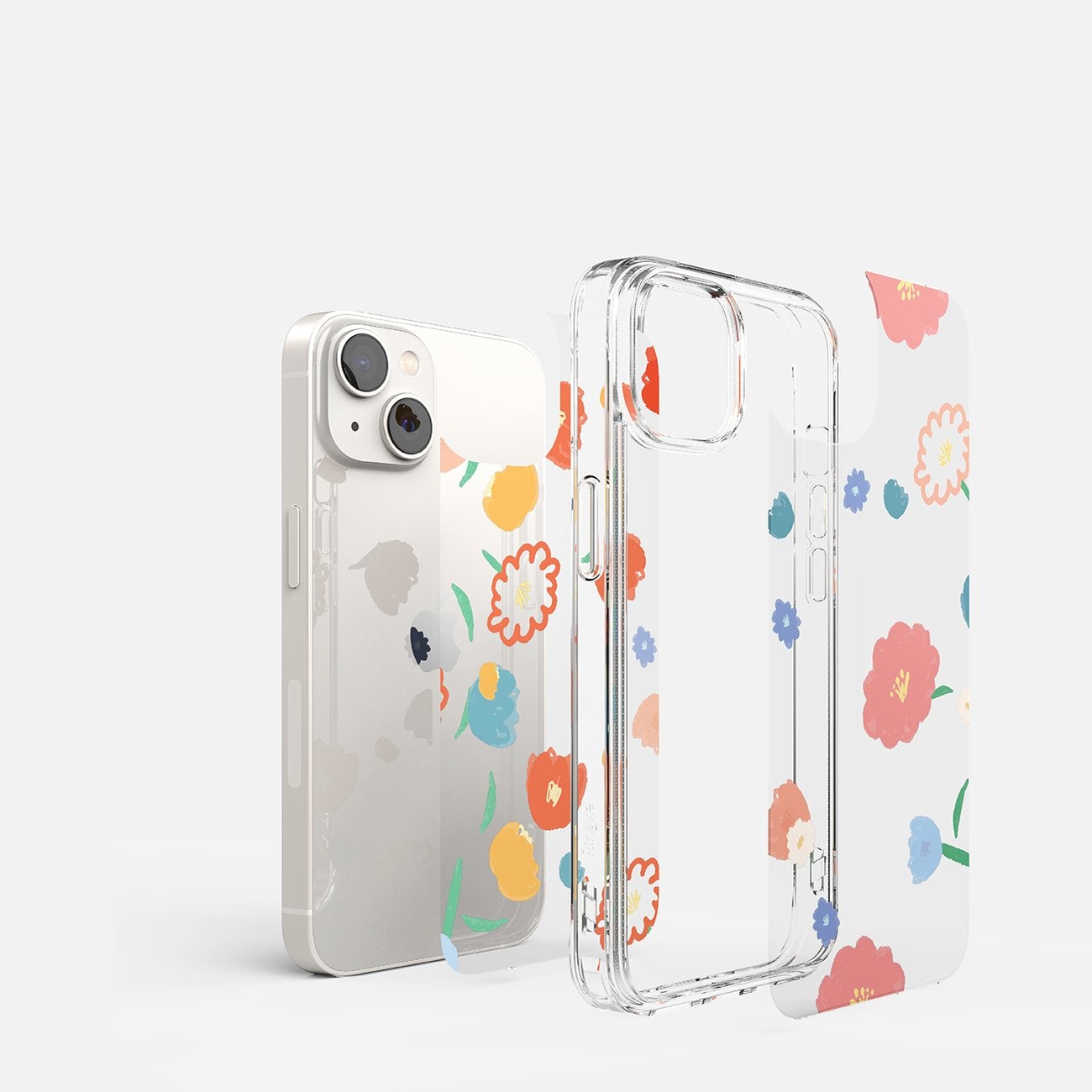 Ringke Fusion Armored Sleeve Cover til iPhone 14 Plus - Transparent Floral (FD637E31)