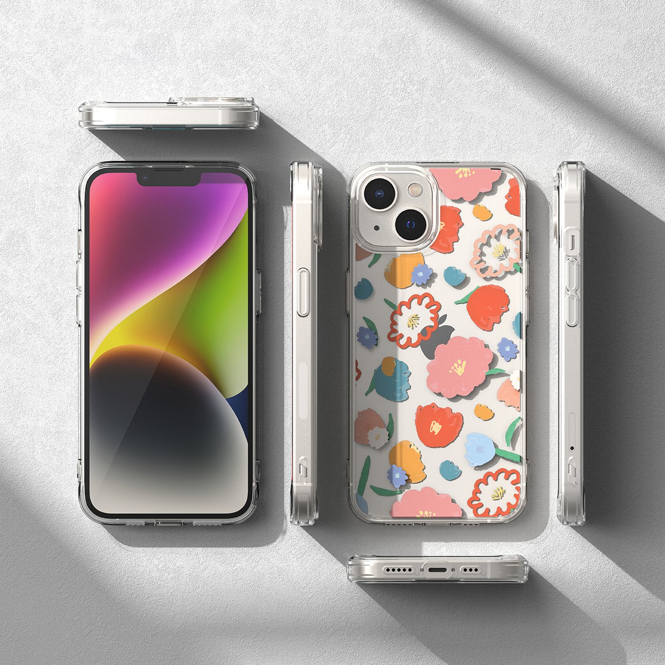 Ringke Fusion Armored Sleeve Cover til iPhone 14 Plus - Transparent Floral (FD637E31)