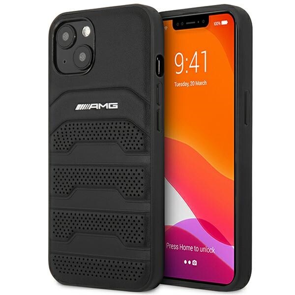 AMG AMHCP14MGSEBK iPhone 14 Plus 6,7" sort/sort hardcase Læderprægede linjer