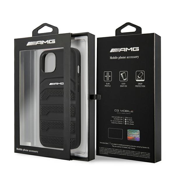 AMG AMHCP14MGSEBK iPhone 14 Plus 6,7" sort/sort hardcase Læderprægede linjer
