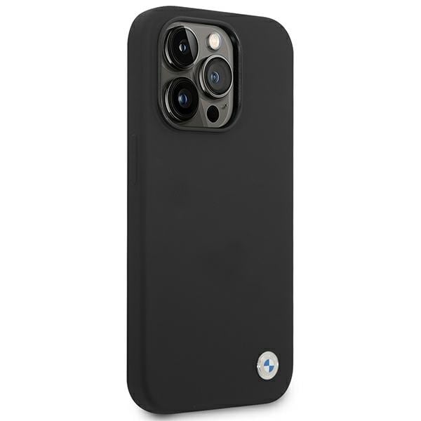 BMW Silikone-etui med metallogo til iPhone 14 Pro - Sort
