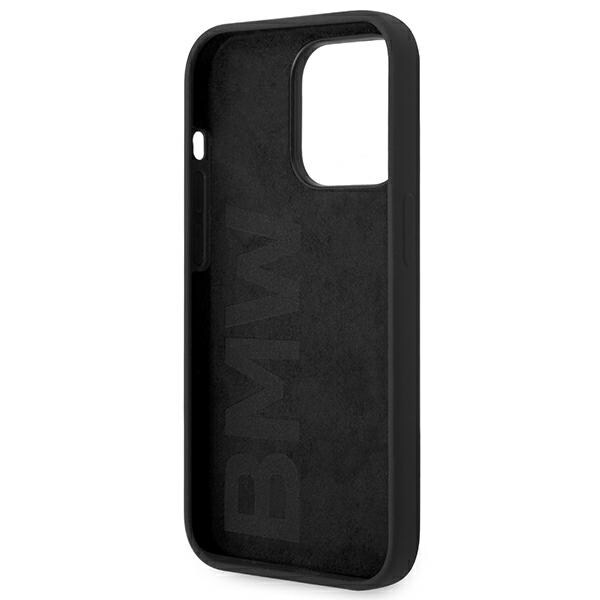 BMW Silikone-etui med metallogo til iPhone 14 Pro - Sort